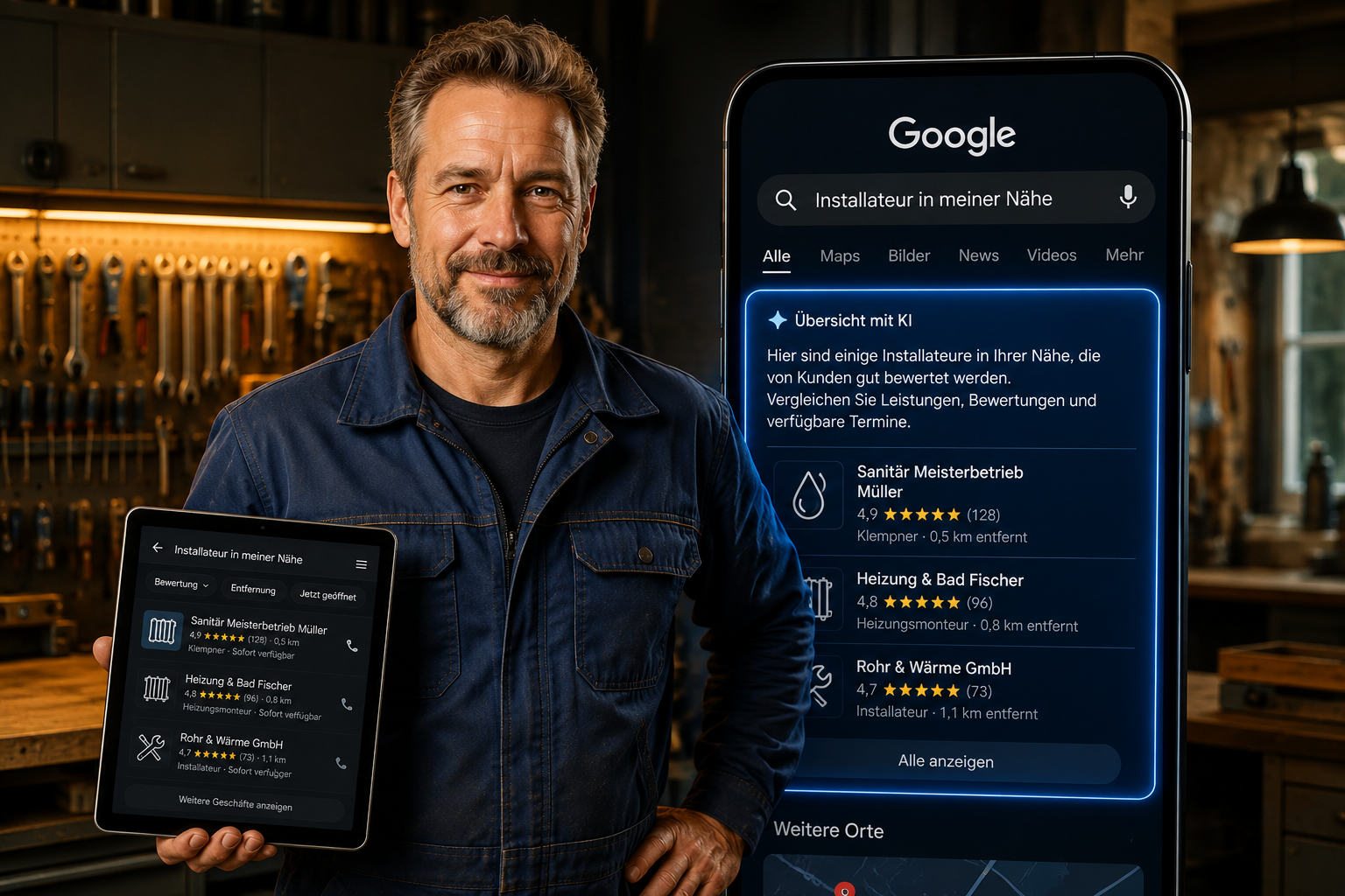 Google AI Overviews für Handwerker: Wie dein Betrieb in generativen Suchergebnissen sichtbar wird