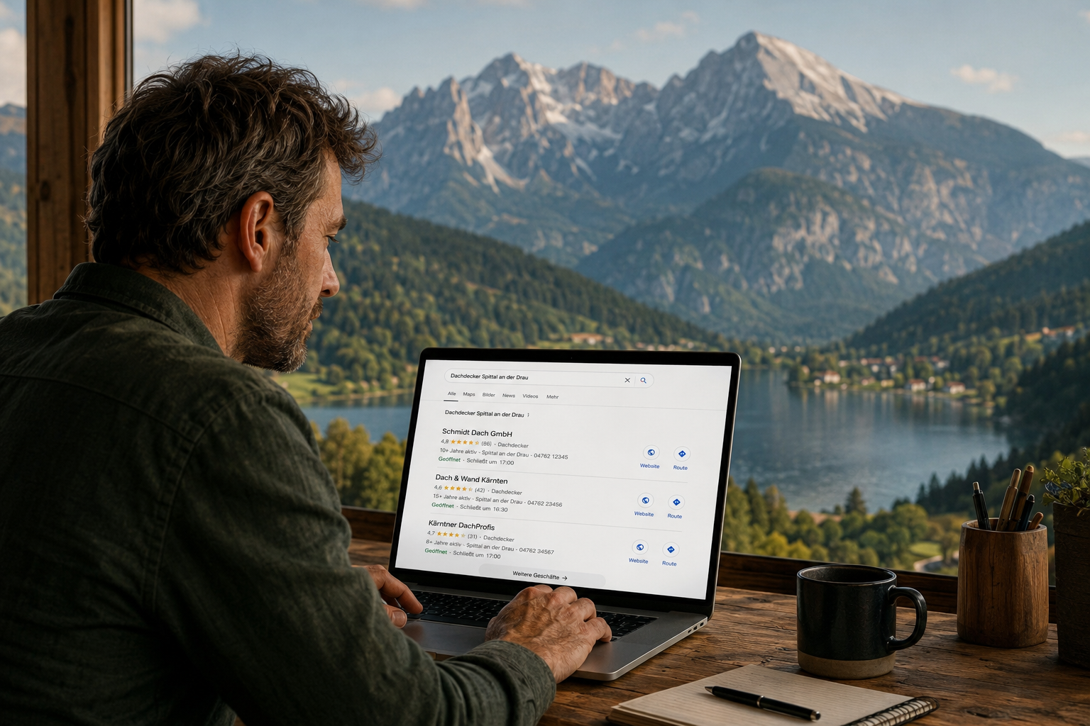 Professional () hero image showing the Austrian state of Kärnten (Carinthia) with a dramatic alpine lake and mountain