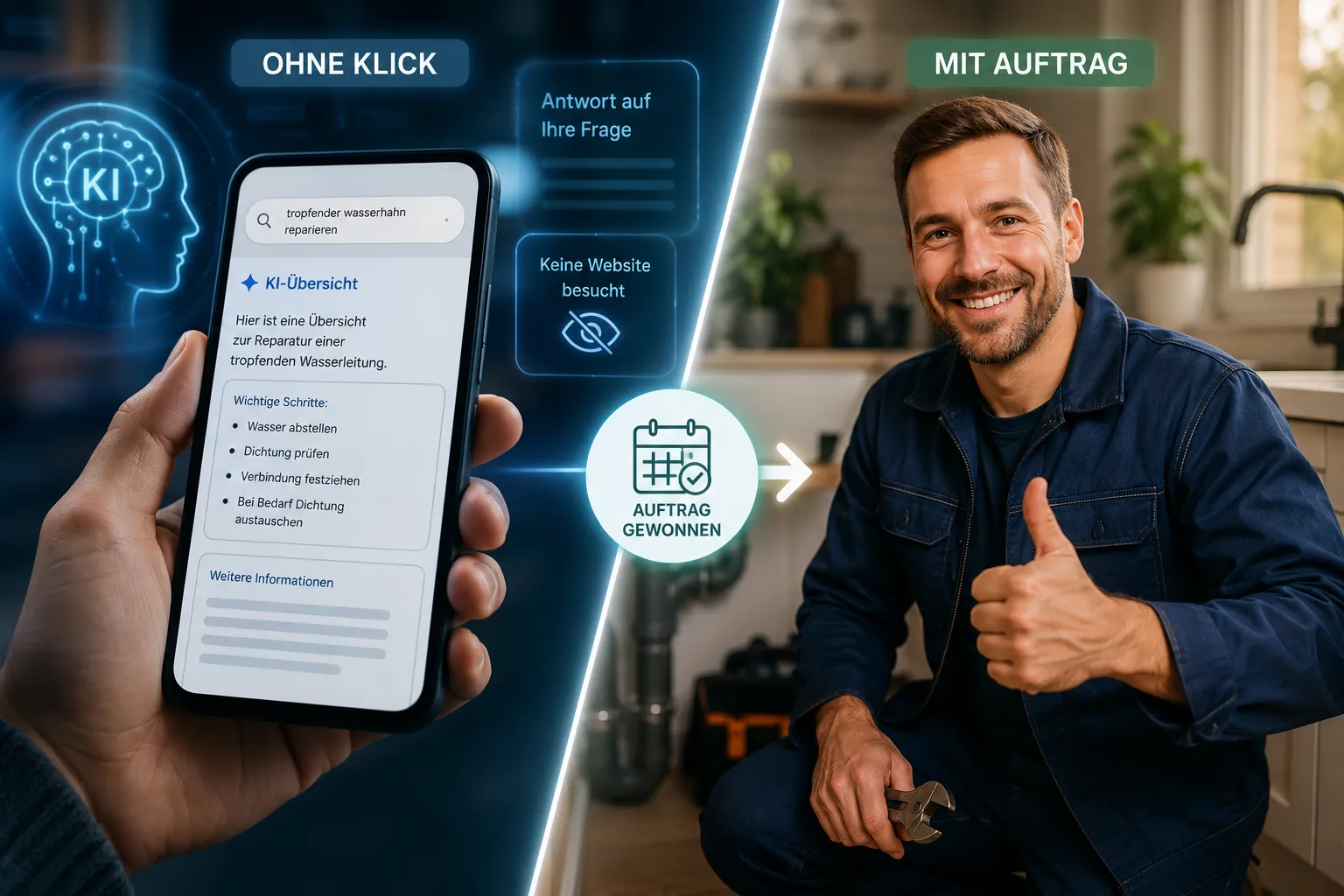 Wie AI Overviews und Antwortboxen den Website-Traffic von Handwerkern beeinflussen