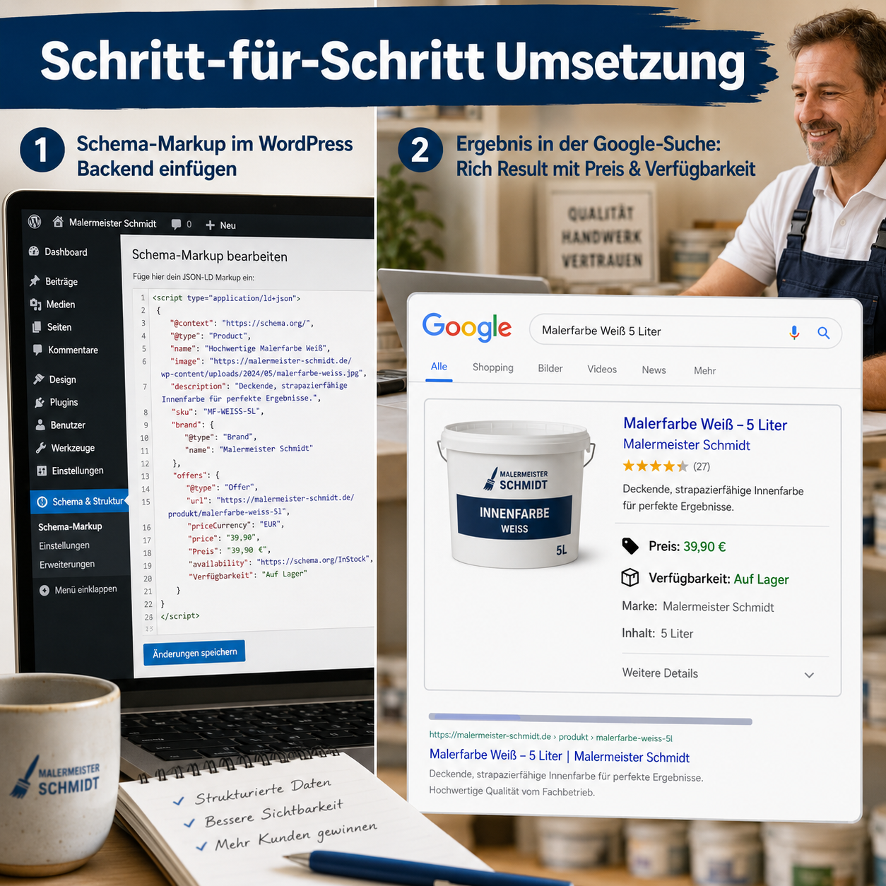 Wie implementiere ich Google Merchant Listing Structured Data auf meiner Website?