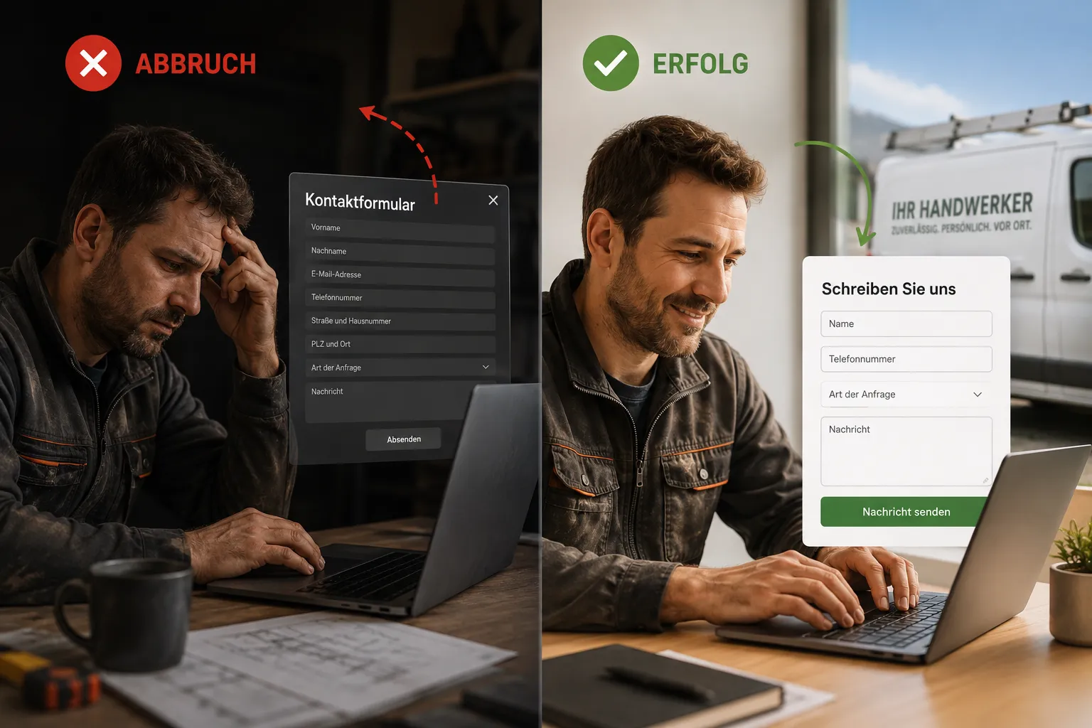 Häufige Fehler im Kontaktformular-Design bei Handwerkern