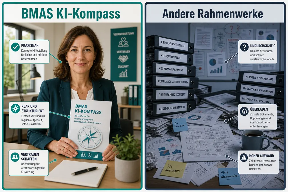 KI-Kompass im Vergleich zu anderen Rahmenwerken für KMU