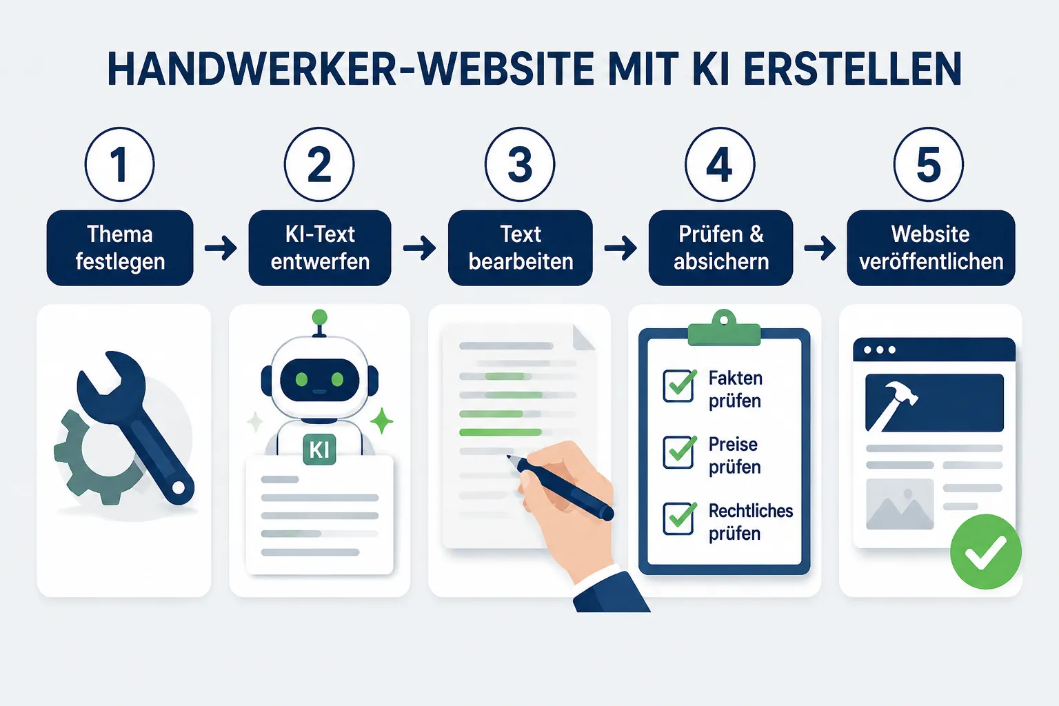 Wie machen Sie KI-Texte natürlicher und persönlicher für Ihre Handwerker-Website?