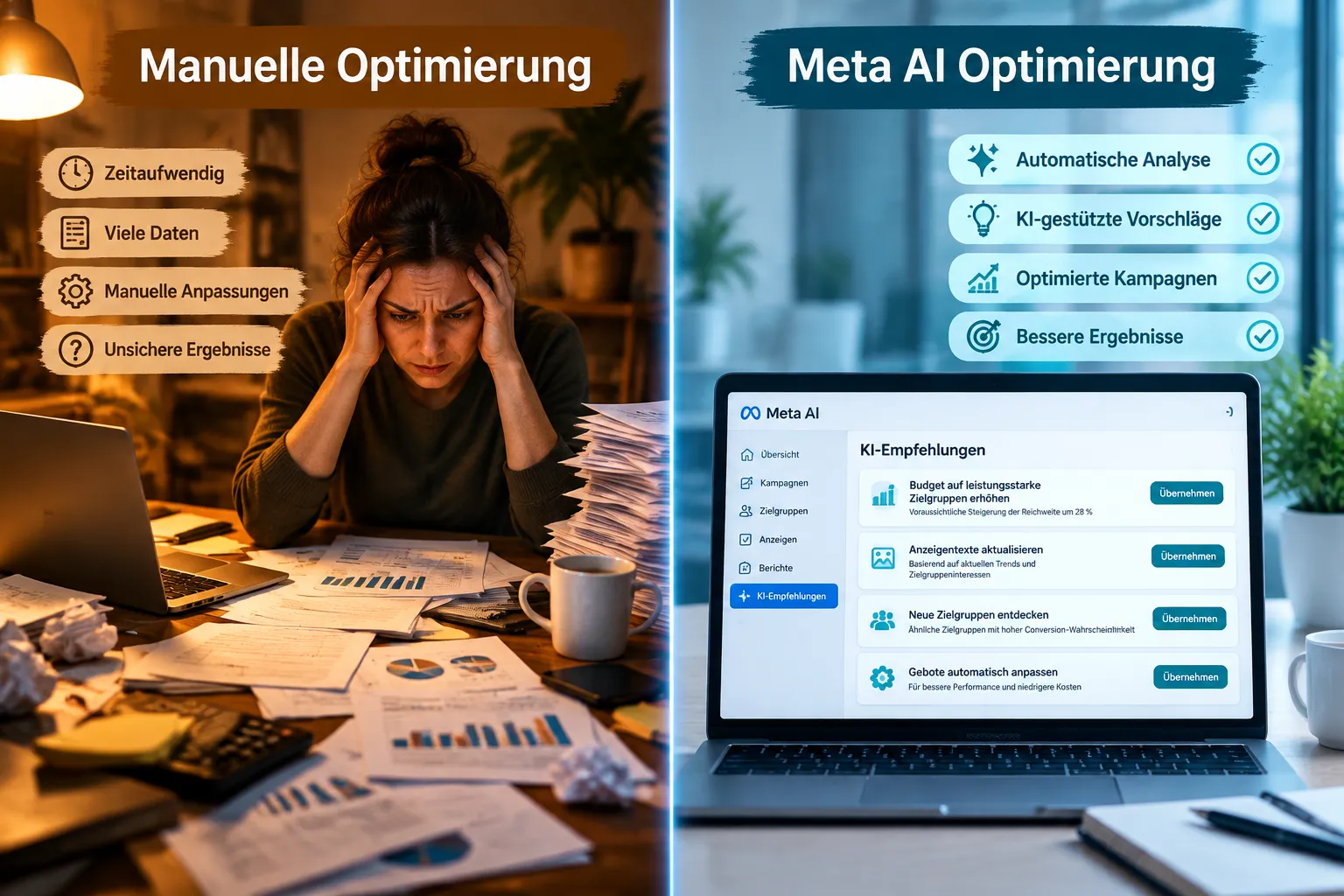 Meta AI Kampagnenanalyse vs. manuelle Optimierung