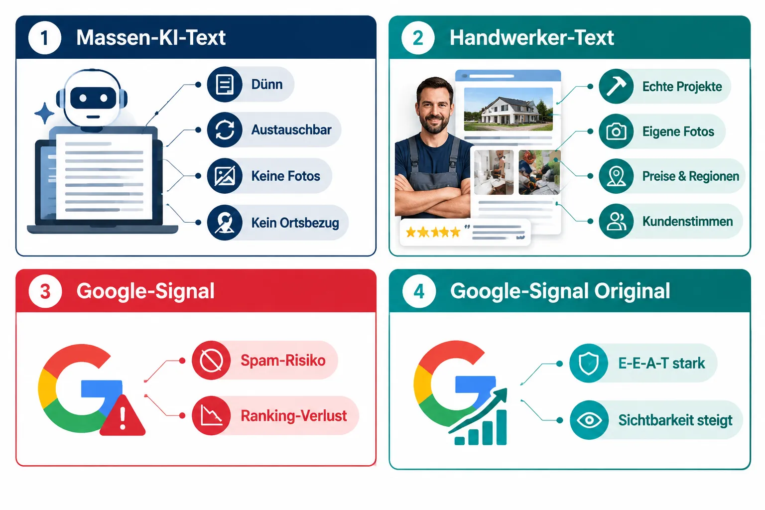 Straft Google KI-generierte Inhalte ab? Was Handwerksbetriebe 2026 bei SEO wirklich beachten müssen