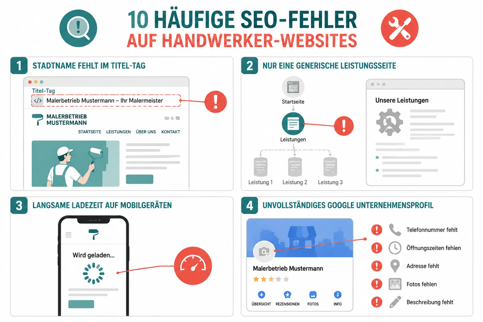 Was sind die häufigsten SEO-Fehler bei Handwerker-Websites?